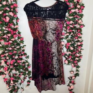 Band of Gypsies Pink Black Boho Bohemian Dress Women's Small Eclectic Romantic